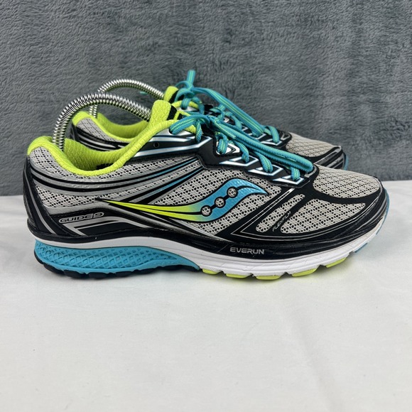 Saucony Guide 9 Women's Running Shoes (S10295-1) Grey/Blue/Citron Size 8.5 - Picture 1 of 9